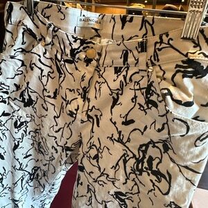 BALENCIAGA Abstract Black and White Patterned Pants DENIM - RARE